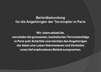 Beileidbekundung  für die Angehörigen der Terroropfer in Paris