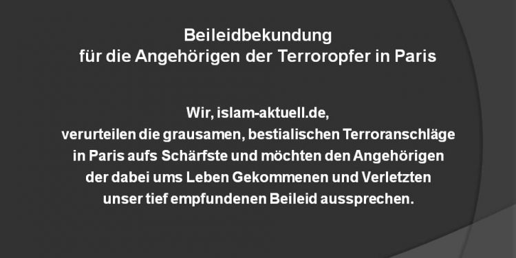 Beileidbekundung  für die Angehörigen der Terroropfer in Paris